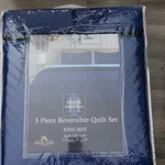 Hotel Sutton Place Reversible King Set Blue Quilted Microfiber 3 Piece. Fixed Price $59.00.