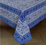 Homestead Rajasthan Block Print Rectangle 100% Cotton Tablecloth 60" X 90" Blue. Fixed Price $45.00.