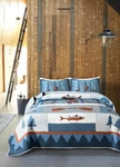 Rustic True North Fish Quilt Set - Queen With 2 Shams For Lodge Decor. Fixed Price $98.99.