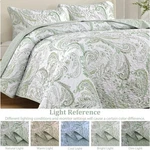 Stunning Green Paisley Quilt Set Queen With 2 Pillowcases - All Season Comfort. Fixed Price $36.05.