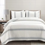 Lush Decor Farmhouse Stripe Reversible Cotton Quilt Size King, Dark Gray. Fixed Price $134.52.