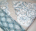 Croft Barrow Home Cotton Khaki Damask Paisley Floral Reversible King Quilt Shams. Fixed Price $49.00.