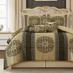 Lanco Modern Lifestyle Queen Comforter Set Black Gold Medallion Jacquard Design. Fixed Price $120.67.