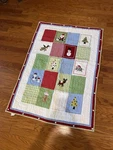 Pottery Barn Kids Holiday Snowman Santa Quilt 52 X 36 Christmas Reindeer. Fixed Price $64.99.
