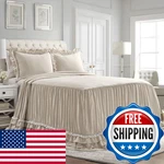 Lush Decor Ella Ruffle Lace Bedspread 3 Piece Set Queen Neutral - Cute. Fixed Price $179.67.