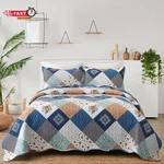 Dinjoy Reversible Patchwork Quilt Bedding Set King Size Blue Green Grey Plaid Fl. Fixed Price $56.81.