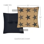Vhc Brands Primitive Euro Sham Tan Appliqued Teton Star Cotton Bedroom Decor. Fixed Price $22.00.
