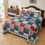 100% Cotton Quilt Orange Sunflower Bedding Set Floral Reversible Coverlet. Fixed Price $53.99.