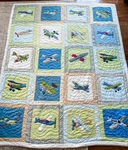 Vintage Pottery Barn Kids Airplane Quilt Patchwork Green Blue Comforter Twin. Fixed Price $99.00.
