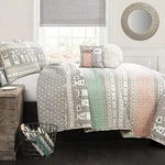 Pinkandturquoise Llama Striped 4PIECE Quilt Set Reversible Bedding Twin. Fixed Price $80.57.