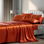 Pothuiny Satin Sheets Full (6 Pieces, Burnt Orange) Luxury Silky Bed. Fixed Price $34.04.