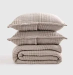 Quince Nwot King Cal Organic Cotton Channel Matelasse Coverlet 2 Sham Taupe. Fixed Price $99.99.