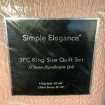 Simple Elegance King Size Quilt / Coverlet Set Hypoallergenic Color Blush. Fixed Price $45.00.