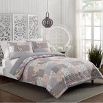 Classic Full Queen 3PC Quilt Set Blush Gray Floral- Modern Heirloom. Fixed Price $42.00.