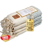 Gold Case Turkish Hand Towels Of Aqua 20X40 Cotton. Fixed Price $48.99.