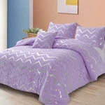 Menghomeus Purple/silver Comforter Set Full Metallic Print Glitter Bed. Fixed Price $89.51.
