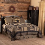 Primitive Luxury King Quilt Set Black Appliqued Check Star Cotton Vhc Brands. Fixed Price $268.78.