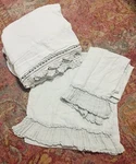 Bella Notte Whisper King 100% Linen Sheet Set Crochet Lace And 2 Pillowcases. Fixed Price $325.00.
