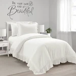 Lush Decor Reyna Ruffle Cotton Duvet Cover Set 2-PIECE Twin Xl White Bedding. Fixed Price $49.99.