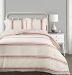 Lush Decor Farmhouse Stripe 3-PIECE Reversible Comforter Set Red Full Queen. Fixed Price $74.99.