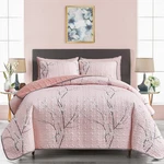 3 Pieces Reversible Pink Branch Quilt Set Queen Full Size 88X88 Soft Microfiber. Fixed Price $59.95.