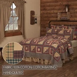 Millsboro Luxury King Quilt Country Log Cabin Patchwork Burgundy Khaki Navy. Fixed Price $246.46.
