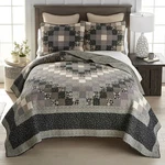 Donna Sharp Lexington Trip Black Beige Olive Cotton King 3 Pc Quilt Set. Fixed Price $451.00.