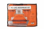 Orange Lace 5 Pcs King Bedspread Set 100% Polyester Quilted Embroidered Bedroom. Fixed Price $35.00.