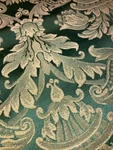 French Floral Green Gold Embroidered Elegant Bed Spread Cover Tapestry 80X84. Fixed Price $60.00.