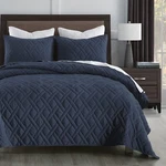 Horimote Home Quilt Set King Size Navy Blue Diamond Pattern Soft Lightweight 3PC. Fixed Price $27.99.