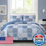 Dobuyly Blue Quilt Set Queen Size Boho Mineral Plaid Patchwork Coverlet 3. Fixed Price $77.31.