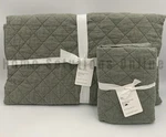 Pottery Barn Belgian Flax Linen Diamond Twin Quilt Euro Sham Loden #9968J. Fixed Price $187.17.