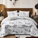 Western Quilt Set QUEEN,3 Pieces Rustic Ranch Life Bedspread With Cowboy Southwe. Fixed Price $46.99.
