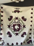 Amish Handmade Lancaster Applique Queen Quilt Size 96 X 112 Purple White. Fixed Price $400.00.