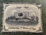 Pfizer 1948-1999 Celebrating 50 Years Vigo Blue & White Throw Lap Blanket. Fixed Price $39.99.