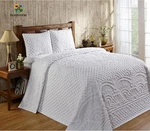 Chenille Bedspreads Queen Size, Natural White 100% Cotton Medallion Des. Fixed Price $136.39.