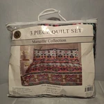 Spirit Linen 3PC Queen Quilt Set Marseille Collection Pink Turq Abstract. Fixed Price $49.99.