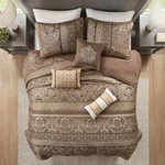 Madison Park Venetian 6-PIECE Brown/gold Microfiber Full/queen Quilt Set. Fixed Price $68.95.