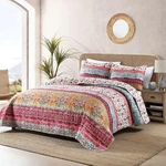Boho Style Twin Size Quilt Set Reversible Bohemian Floral Strip Bedding. Fixed Price $55.96.