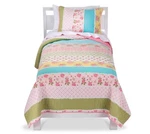 Sheringham Road Cabbage Rose 3 Piece Quilt Set Full - Pink White Girls Shams. Fixed Price $149.99.