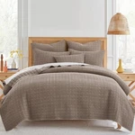 King Quilt Set 106X20IN Cotton Waffle Cocoa Pillow Shams Levtex Lightweight. Fixed Price $299.99.