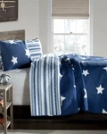 Lush Decor Star Quilt - Reversible 2 Piece Pattern Striped Full/queen, Navy. Fixed Price $80.20.