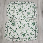Vtg Waverly English Ivy King Shams Ruffles Pillowcases Green White Set 2. Fixed Price $65.00.