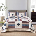 Cotton Bedding Quilt Sets 3 Pieces Reversible Coverlet Queen Size, Star. Fixed Price $165.54.