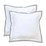 White Euro Pillow Shams Covers Set Of 2, 100% Cotton Embroidery Trims Square .... Fixed Price $32.99.