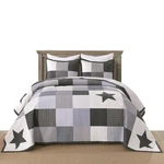 3 Pcs Cotton Modern Star Pattern Checkered Quilt Bedspread Set. Fixed Price $139.99.