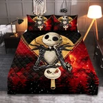 Jack Skellington Thinking Nightmare Before Xmas Zip Pattern Quilt Bed Set. Fixed Price $85.50.