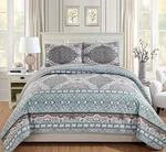 Linen Plus Over Size Quilted Bedspread Set Floral Aqua Blue Taupe King/cal. Fixed Price $42.45.