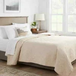 Threshold Cotton Linen Diamond Stitch Quilt- KHAKI-FULL/QUEEN-88"X92"- New. Fixed Price $34.95.