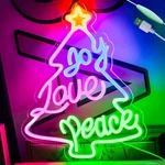 Khk Joy Love Peace Neon Sign Christmas Trees Led Pink Lights For Bedroom.... Fixed Price $40.87.